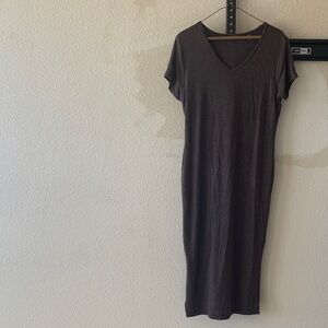 Tahari Dark Brown V-Neck Midi Dress